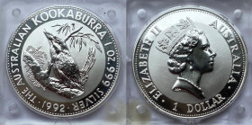 Australia - 1 Dollaro Oncia 1992 "Kookaburra" Ag 999 KM#164