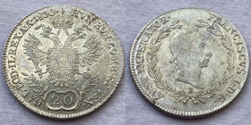 Impero Austro/Ungarico - Francesco II Asburgo-Lorena (1804-1835) 20 Kreuzer 1830 E Km# 2145
SPL/ FDC