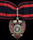 Albania, Order of Skanderbeg, Italian Occupation, Commander’s neck badge, by E. Gardino, Rome, in silver-gilt and enamels, 52mm, extremely fine 
Esti...