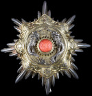 China, Imperial Order of the Double Dragon, First type (1882-1898), Second Class Third Grade, breast star, in silver-gilt, silver and enamels, with en...