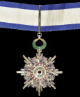 China, Republic, Order of the Precious Brilliant Golden Grain, Third Class, breast badge, in silver-gilt, silver and enamels and set with pearls, susp...