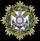 Cuba, Order of Naval Merit, type 2, post 1912, First Class breast star, by Vilardebo y Riera, Havana, in silver-gilt and enamels, the cross in white e...