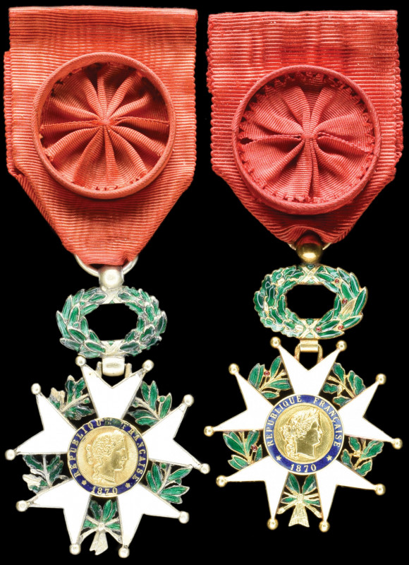 France, Légion d’Honneur, Third Republic, Officer’s breast badges (2), in gold a...