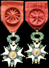 France, Légion d’Honneur, Third Republic, Officer’s breast badges (2), in gold and enamels, with eagle’s head hall mark, 39.4mm, silver and enamels, w...