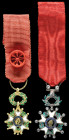 Dress Miniatures: France, Légion d’Honneur, Third Republic, Knight’s badge, in silver, with gold and enamelled centre, rays and suspension set with di...