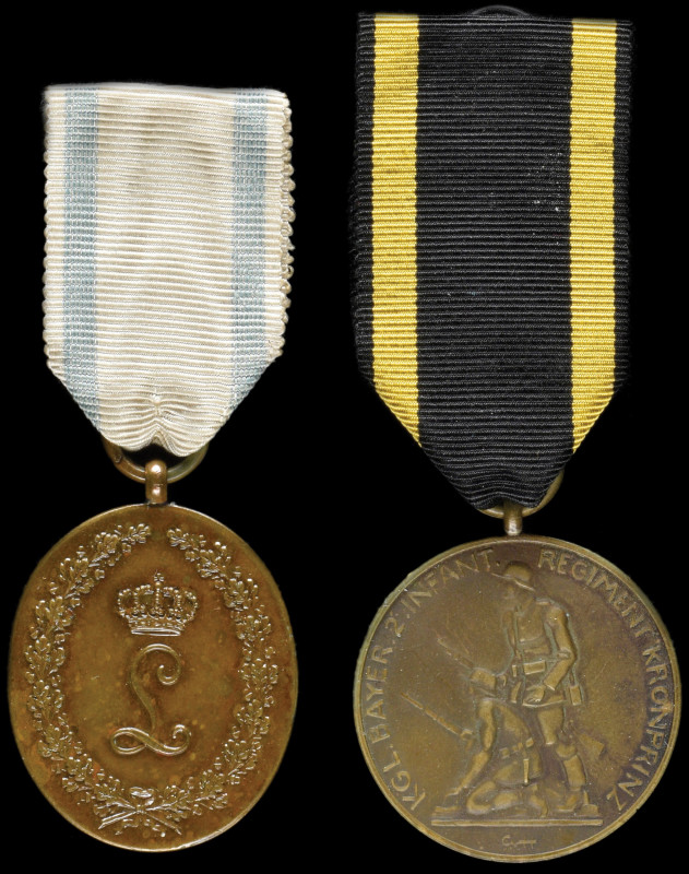 Germany, Bavaria, Regimental Jubilee Medals (2), both in bronze, Kgl. Bayer. 2 I...