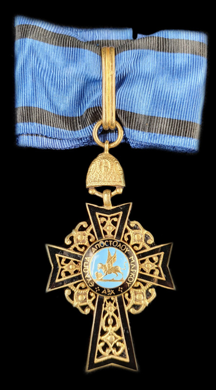 Greek Orthodox, Order of St. Mark, neck badge, in silver-gilt and enamels, 40mm,...