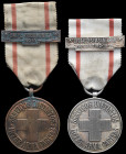 Portugal, Red Cross Medal 1918, in silver, 1 clasp, Operaçōes em Santarem 16 Janeiro 1918, in bronze, 1 clasp, Gaipe Pneumonica 1918, extremely fine a...