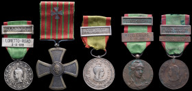 Portugal, Republic, Overseas Campaign Commemorative, type 1, 1917-19, in silver, 1 clasp, No Mar 1916 1917 1918, type 2, 1919-21, in bronze, 2 clasps,...