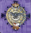 Spain, Order of Alfonso XII, Grand Cross set of insignia, comprising sash badge, 56mm, and breast star, 85mm, in silver-gilt and enamels, chipped in p...