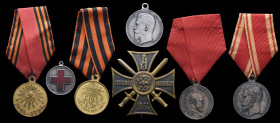 Russia, Miscellaneous Medals (7), comprising: small silver medals for Zeal (2), both Nicholas II; Crimea War Medal 1853-56, in light bronze; Caucasus ...