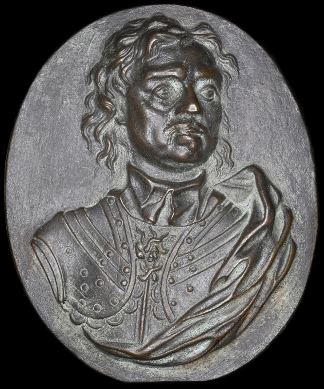 Russia, Peter the Great, an oval bronze uniface portrait plaquette, 18th Century...