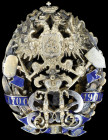 ‡Russia, Bicentenary of the State Mining Department, 1700-1900, Engineer’s commemorative badge, in silver-gilt and blue enamel, by Ф.Г., of high quali...