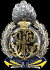 Russia, 6th Tauride Grenadier Regiment, 150th Anniversary, 1906, a commemorative badge in silvered bronze, bronze-gilt, oxidized bronze and enamels (P...