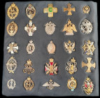 Russia, Copy Badges: Two cloth-covered display panels featuring 50 different copy badges, generally older copies of diverse common as well as rare Mil...