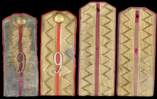 Imperial Russia, Hussar Shoulder Boards (4), one pair of zigzag patterned fabric, lacking buttons, stars or numerals and two similar single boards, bo...