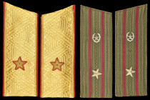 Soviet Russia, Shoulder Boards (5 pairs), comprising: two identical pairs in diagonally-patterned green fabric, each with embroidered gold star; a sim...