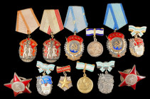 Soviet Union, Miscellaneous Orders and Decorations (12), Order of the Red Star (2), type 2 (183954, 1958764), Order of the Red Banner of labour (2), t...