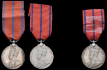 Coronation (Police) Medal, 1911 (3), County & Borough Police issue, unnamed, London Fire Brigade issue (Fireman A. A. Wardle), St John Ambulance Briga...