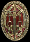 Knight Bachelor’s Badge, first type, large-sized breast badge in silver-gilt and red enamel, marked R.J (for Robert Johnson, Deputy Master, Royal Mint...
