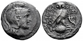 Attica. Athens. New Style Tetradrachm. 152-151 BC. Aphrodisi, Dioge and Athe magistrates. (Thompson-546). Anv.: Helmeted head of Athena Pathernos rigt...