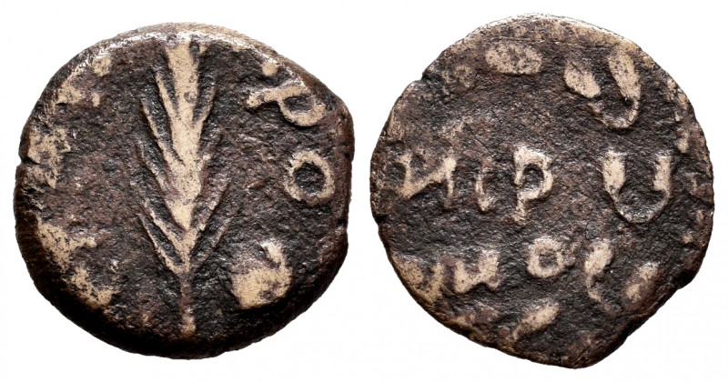 Judaea. Procurador Porcius Festus. Prutah. 56-62 BC. Jerusalem. Ae. 1,96 g. Choi...