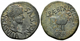 Calagurris. Augustus period. Unit. 27 BC - 14 AD. Calahorra (La Rioja). (Abh-416). Anv.: MVN. CL. IVLIA. AVGVSTVS. Laureate head of Augustus right. Re...