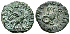Carthage Nova. Augustus period. Half unit. 27 BC - 14 AD. Cartagena (Murcia). (Abh-583). (Acip-2532). Anv.: L. IVNIVS. II. VIR. QVINQ. AVG. Eagle and ...