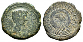 Carthage Nova. Augustus period. Half unit. 27 BC - 14 AD. Cartagena (Murcia). (Abh-590). Anv.: AVGVSTVS. DIVI. F. Bare head of Augustus right. Rev.: L...