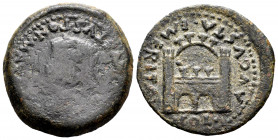 Emerita Augusta. Time of Tiberius. Unit. 14-36 AD. Mérida (Badajoz). (Abh-1056). Rev.: City gate, COL. AVGVSTA. EMERITA around. Ae. 10,60 g. F/VF. Est...