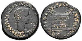 Italica. Time of Tiberius. Unit. 14 - 36 AD. Santiponce (Sevilla). (Abh-1593). Anv.: IMP. TI. CAESAR. AVGVSTVS. PON. MAX. Bare head of Tiberius right....