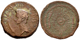 Luco Augusti. Augustus period. Unit. 27BC - 14 AD. Lugo. (Abh-1702). Anv.: IMP. AVG. DIVI. F around bare head of Augustus left, caduceus behind, palm ...