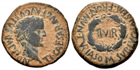 Turiaso. Augustus period. Unit. 27 BC - 14 AD. Tarazona (Zaragoza). (Abh-2455). Anv.: TI. CAESAR. AVG. F. AVGVSTVS. IMP. P.P. around laureate head of ...