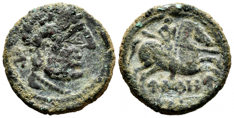Uirouias. Unit. 120-20 BC. Borobia (Soria). (Abh-2482). Anv.: Male head right, l...