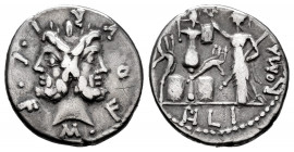 Furius. M. Furius L.f. Philus. Denarius. 119 BC. Central Italy. (Ffc-730). (Craw-281/1). (Cal-600). Anv.: M. FOVRI. L.F. around laureate head of Janus...