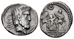 Titurius. L. Titurius L.f. Sabinas. Denarius. 89 BC. Rome. (Ffc-1154). (Craw-344/1b). (Cal-1310). Anv.: Head of Tatius right, SABIN behind, palm below...