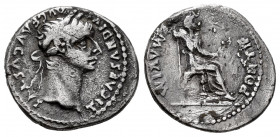 Tiberius. Denarius. 36-37 AD. Rome. (Ric-I 30). (Bmcre-48). (Rsc-16a). Anv.: TI CAESAR DIVI AVG F AVGVSTVS, laureate head right. Rev.: PONTIF MAXIM, f...