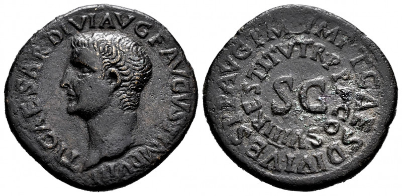 Tiberius. Unit. 80-81 AD. Rome. Restitution issue, struck under Titus. (Ric-411)...
