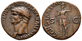 Claudius. Unit. 41-50 AD. Rome. (Ric-95). (Bmcre-140). Anv.: TI CLAVDIVS CAESAR AVG P M TR P IMP, bare head to left. Rev.: CONSTANTIAE (AVGVSTI), Cons...