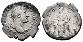 Hadrian. Denarius. 119-122 AD. Rome. (Ric-80). Rev.: P M TR P COS III. Aequitas standing left, holding scales and cornucopiae. Ag. 2,67 g. F/Almost F....