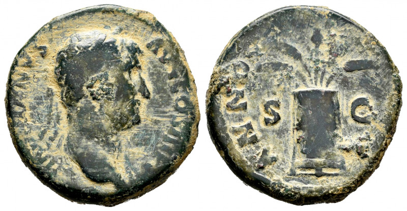 Hadrian. Unit. 117-138 AD. Rome. (Ric-798). Rev.: ANNO(NA AVG), Modius with corn...