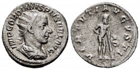 Gordian III. Antoninianus. 241-243 AD. Rome. (Spink-8670). (Ric-95). (Seaby-404). Rev.: VIRTVTI AVGVSTI. Hercules standing right, leaning on club set ...
