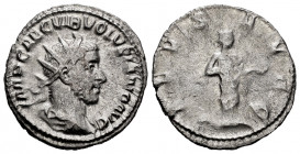 Volusian. Antoninianus. 252 AD. Rome. (Spink-9769). (Ric-184). (Seaby-118). Rev.: SALVS AVGG. Salus standing right, feeding snake. Ag. 4,21 g. VF/Choi...