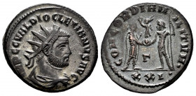 Diocletian. Antoninianus. 284-305 AD. Cyzicus. (Ric-306). Anv.: IMP C C VAL DIOCLETIANVS AVG, radiate, draped and cuirassed bust right. Rev.: CONCORDI...