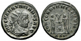 Maximianus Herculius. Antoninianus. 293-294 AD. Cyzicus. (Ric-V 607). Anv.: IMP C M A MAXIMIANVS AVG, radiate, draped and cuirassed bust to right. Rev...