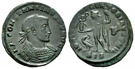 Constantinus I. Follis. 313 AD. Siscia. (Ric-234c). Anv.: IMP CONSTANTINVS P F AVG, laureate, draped and cuirassed bust right. Rev.: IOVI CONSERVATORI...