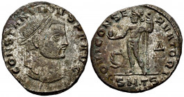 Constantinus I. Follis. 312 AD. Thessalia. (Spink-15938). Rev.: IOVI CONSERVATORI / SM·TS. Jupiter standing to left, globe in right hand and sceptre; ...