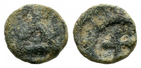 Anonymous. 4 Nummi. 555-590 AD. Carthago Spartaria. Minted between the reigns of Justinian I and Mauricius Tiberius. Ae. 0,56 g. Publication Hécate Nº...