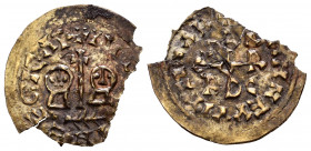 Egica and Witiza (698-702). Tremissis. Córdoba. (Cnv-560). (R. Pliego-731e). (Chaves-102). Au. 0,78 g. Planchet crack. Ex Chaves Collection. Choice F....