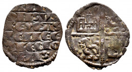 Kingdom of Castille and Leon. Alfonso X (1252-1284). "Dinero de seis lineas". (Bautista-371.2). Ve. 0,80 g. Dot in 1st and 4th quadrant. VF. Est...20,...